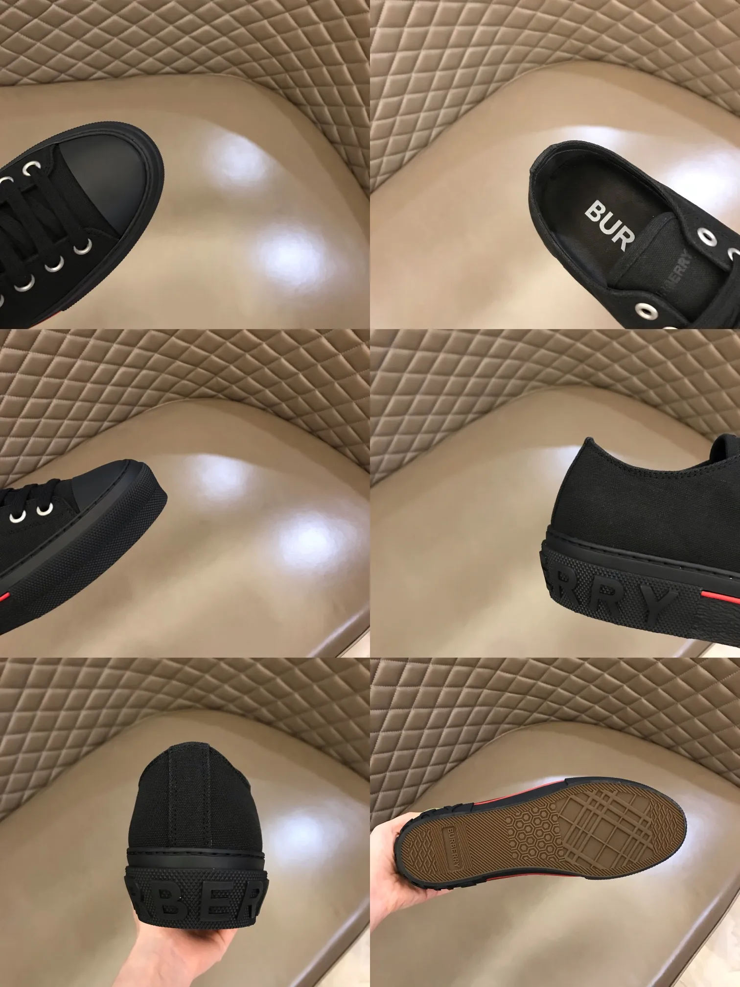 p400 "Burberr*" men's classic low-top sneakers, reinterpreted in Vintage check cotton material and decorated with a new brand logo. First-layer sheepskin lining, embossed Burberry logo on the heel, and original TPU outsole! Size: 38-44 No. 068